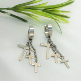 Cross Stainless Steel Hoop Earrings for Men/Women Dangle Drop Earrings