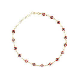 Red Evil Eye Anklet - Gold Plated Tobillera for Protection Good Luck - Trending Ankle Bracelet for Women