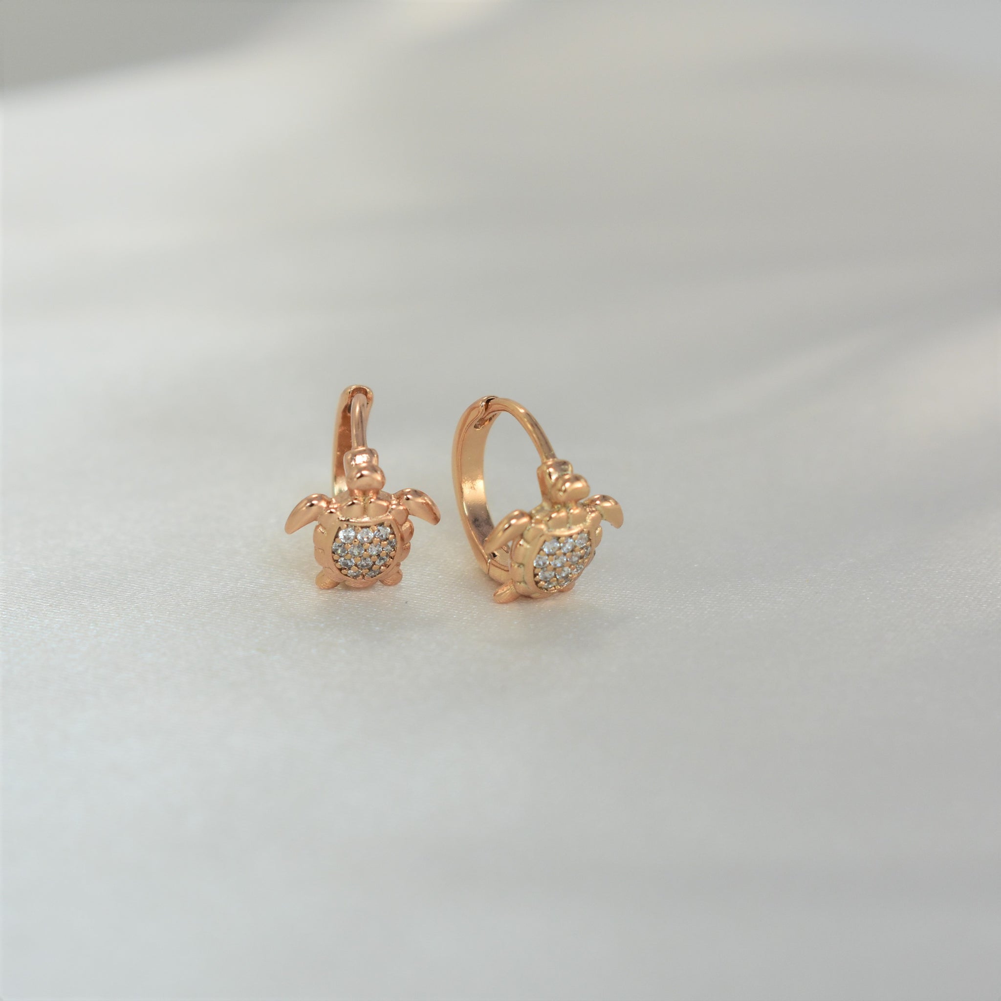 Baby Turtle Huggies - Gold Plated Dainty Earrings For Everyday Stack - Gift for Daughter