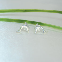 Dolphin Stud Earrings, 925 Sterling Silver Studs, Dainty Animal Studs, Gift