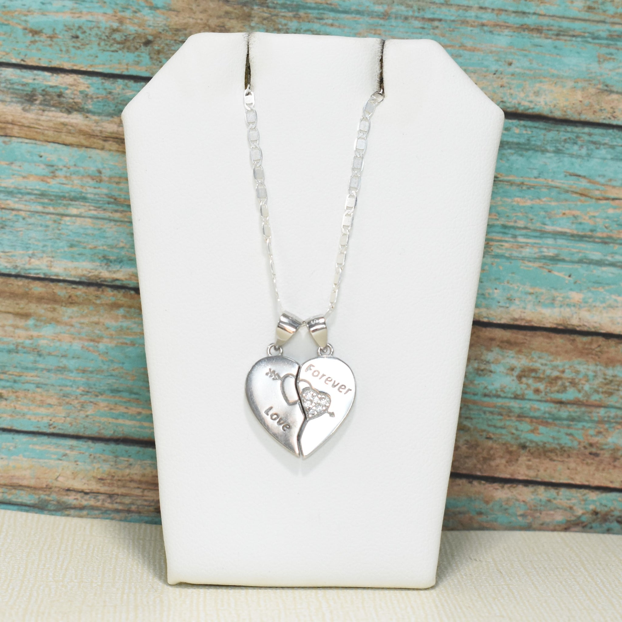 Love Forever Pendant, 925 Silver Couple Heart Pendant, Amar Split Heart Pendant