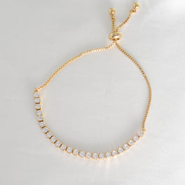 Tennis Adjustable Bracelet - Gold Plated Minimalist Bracelet 10" - Gift for Bridesmaids