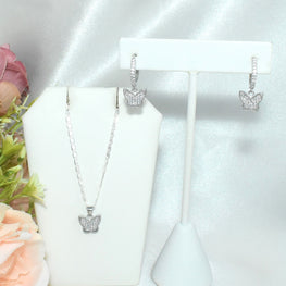 Sterling Silver Butterfly Earring and Necklace Jewelry Set