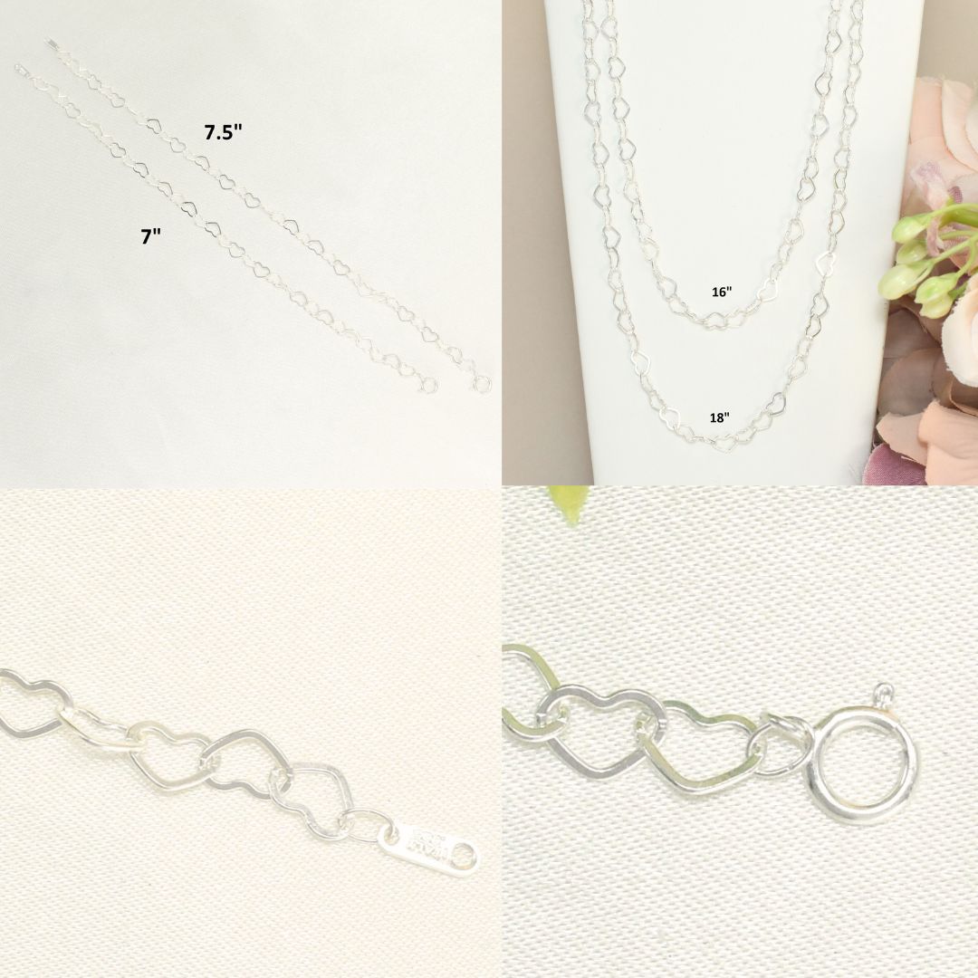 Heart Bracelet, Minimalist Layering Chain, Dainty Heart Shaped Chain, Minimalist Jewelry, Silver Heart Chain, Gift For Her, Valentines