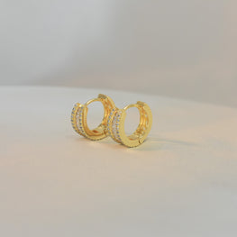 Baguette Gold Hoops - Stackable Gold Plated Everyday Huggies Earrings for her