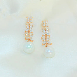 Bridal Earrings 14K Gold Plated Studs Bridal Jewelry Pearl Drop Earrings