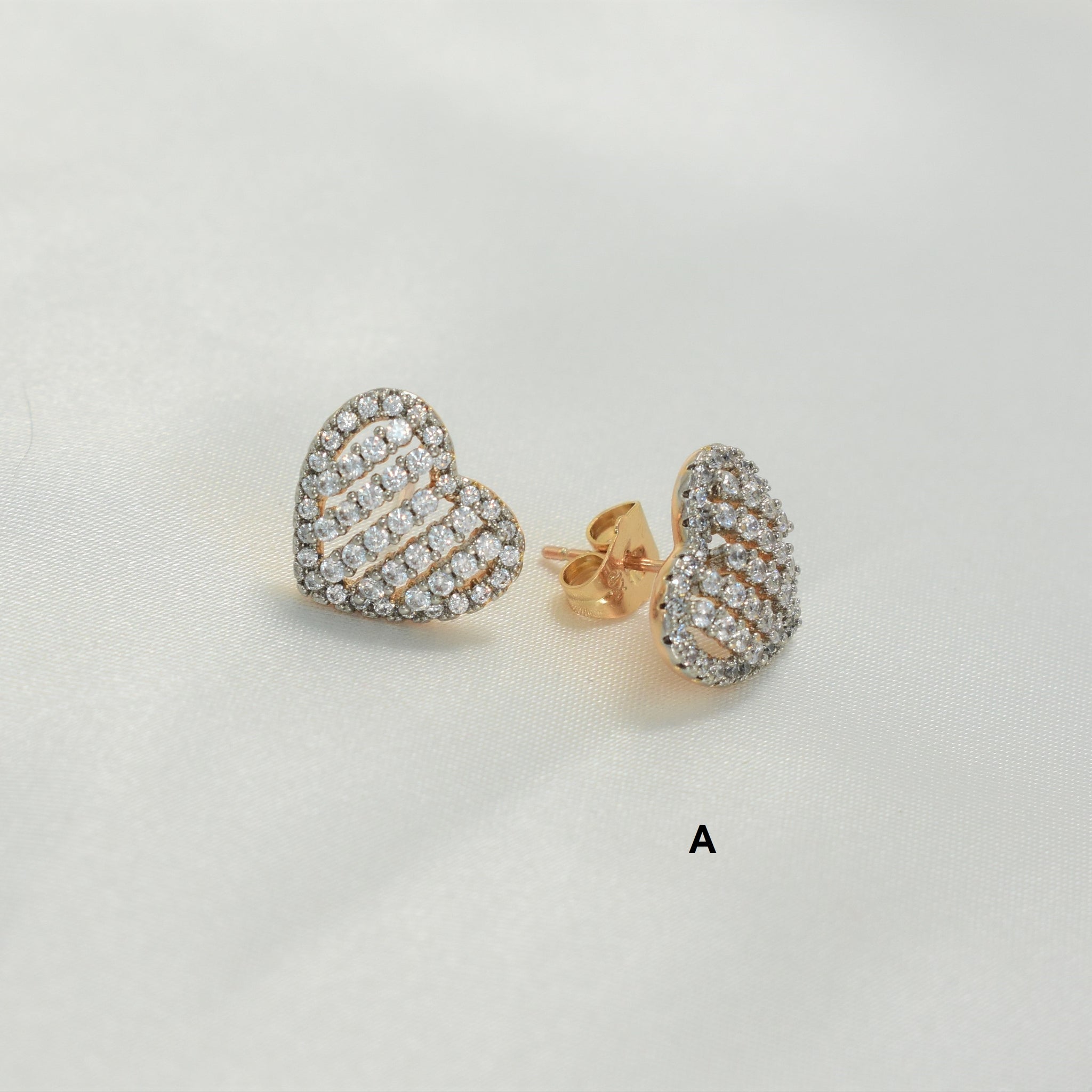 CZ Heart Earrings Gold Plated CZ Love Studs Dainty Minimalist Studs Gift For Her