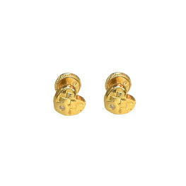 14K Solid Yellow Gold Heart Love Earrings, Dainty Screw Back Stud Earring For her