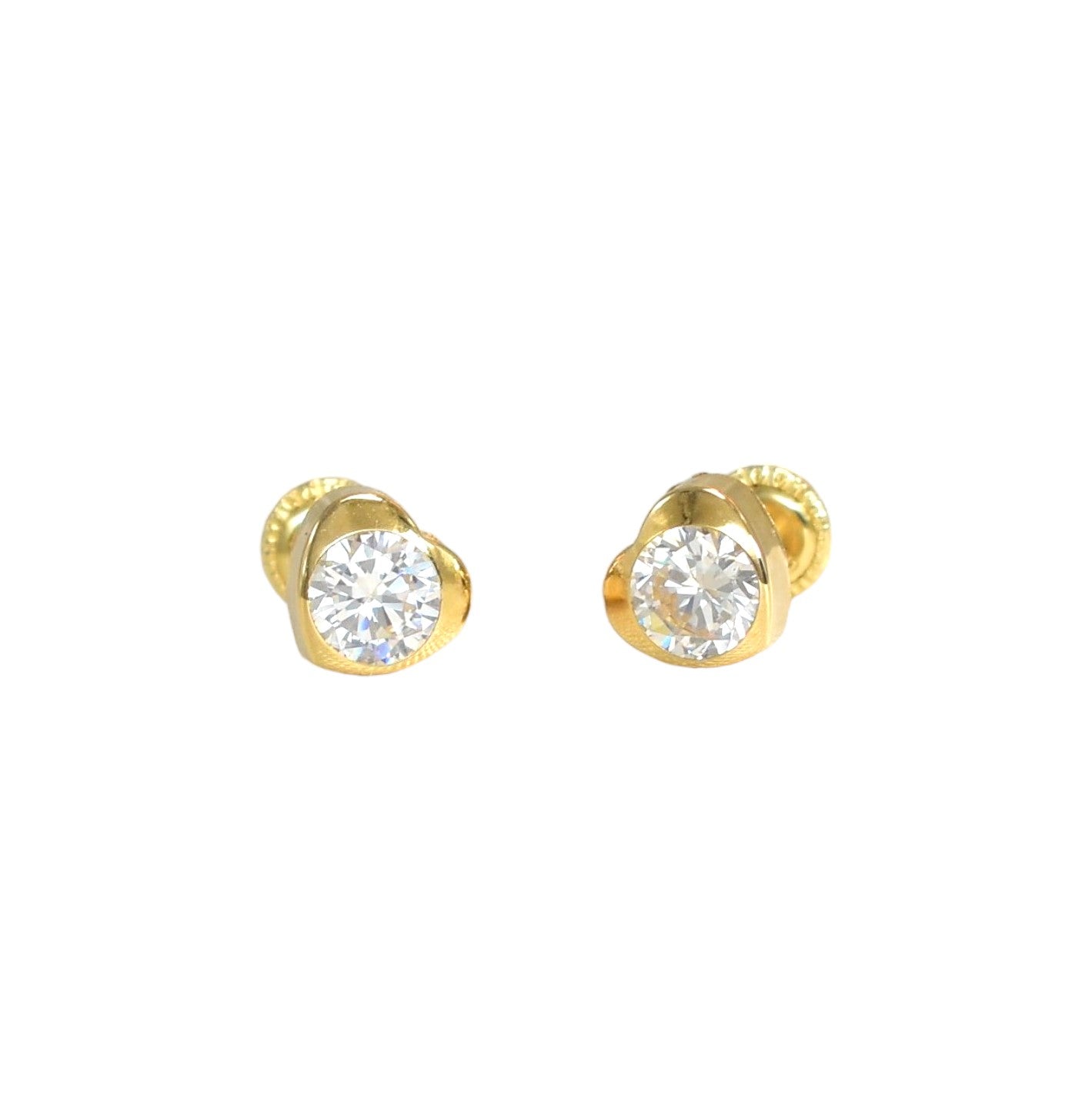 14K Solid Yellow Gold Love Heart Earrings, Dainty Screw Back Studs, Gift For Her