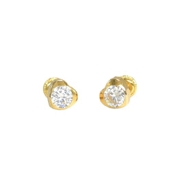 14K Solid Yellow Gold Love Heart Earrings, Dainty Screw Back Studs, Gift For Her